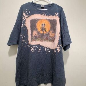 Gildan Heavy Cotton Jack Skellington Snoopy Woodstock Bleached T Shirt 3XL